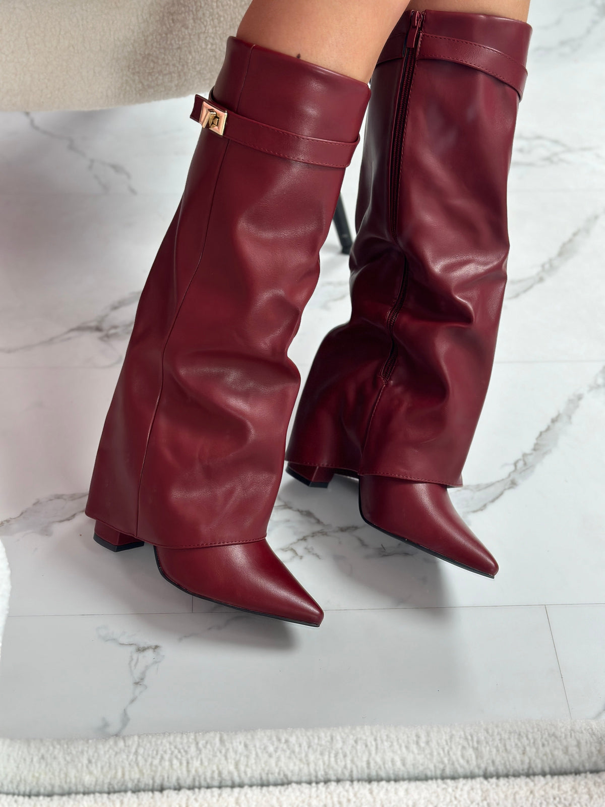 ELOISE™ - Burgundy Vegan Leather Boots