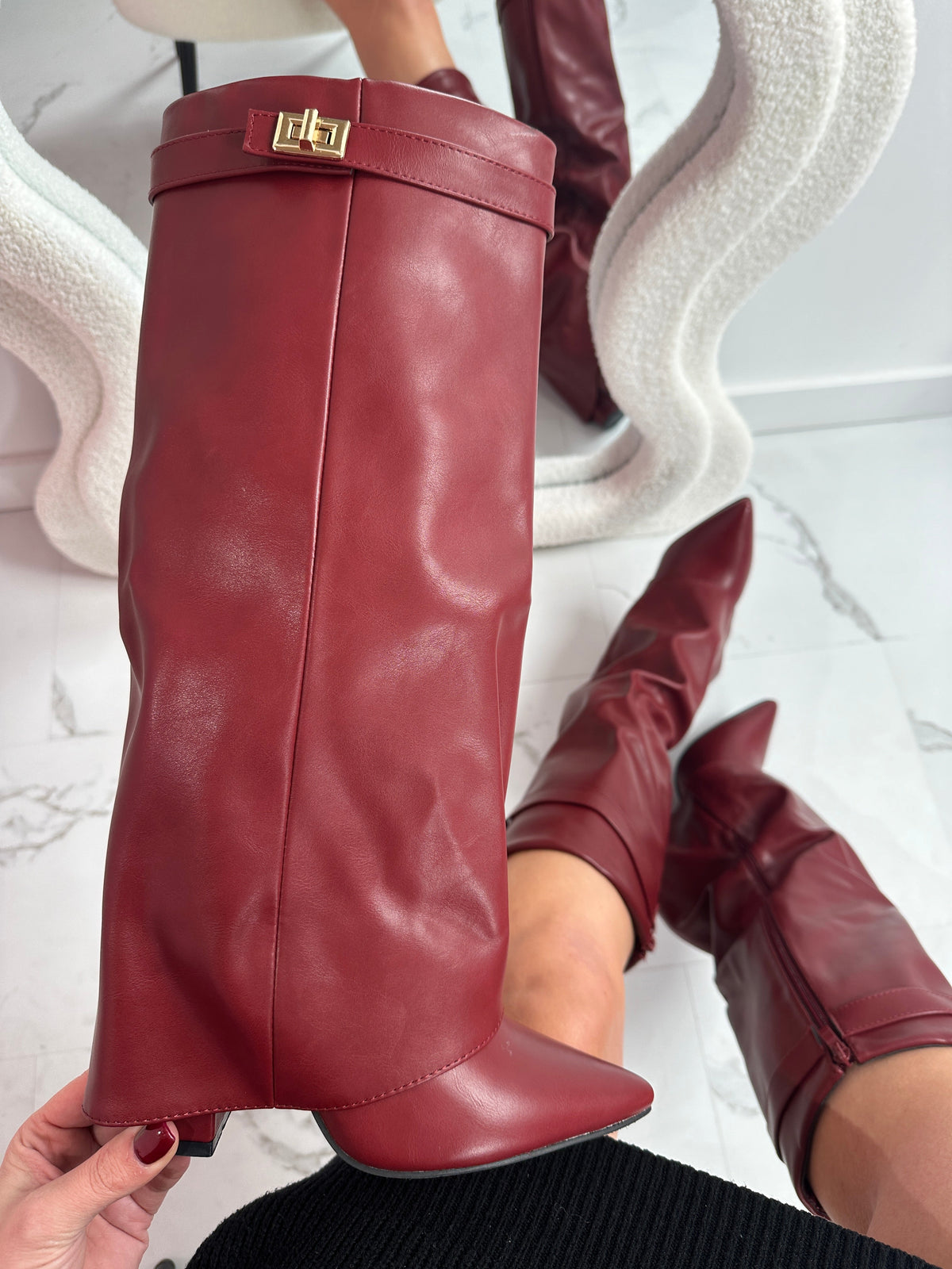 ELOISE™ - Burgundy Vegan Leather Boots