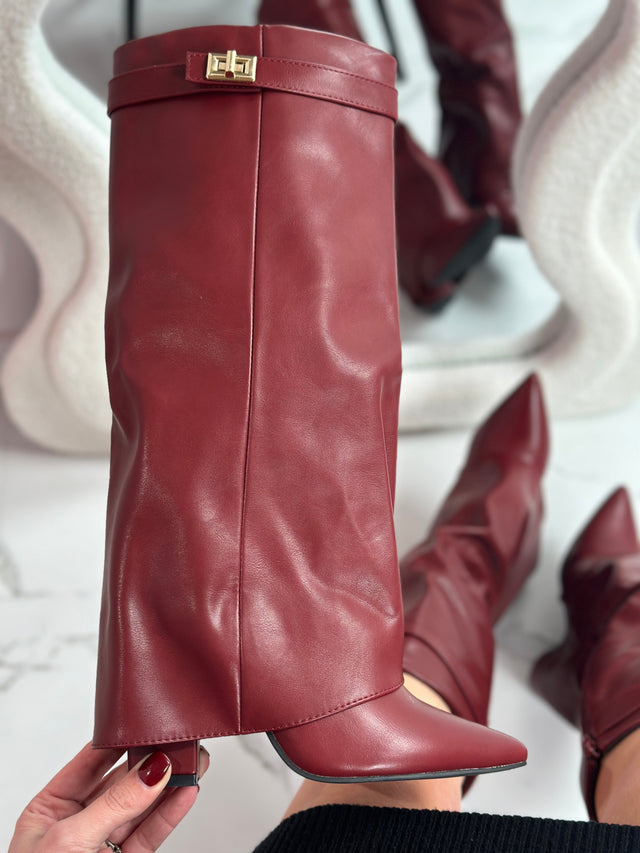 ELOISE™ - Burgundy Vegan Leather Boots