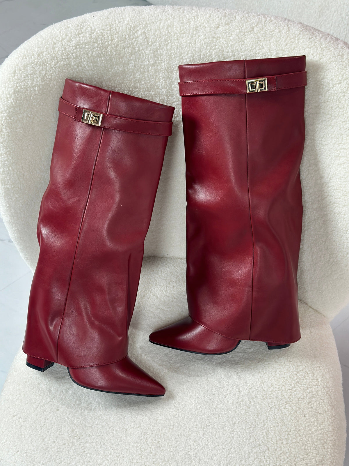 ELOISE™ - Burgundy Vegan Leather Boots