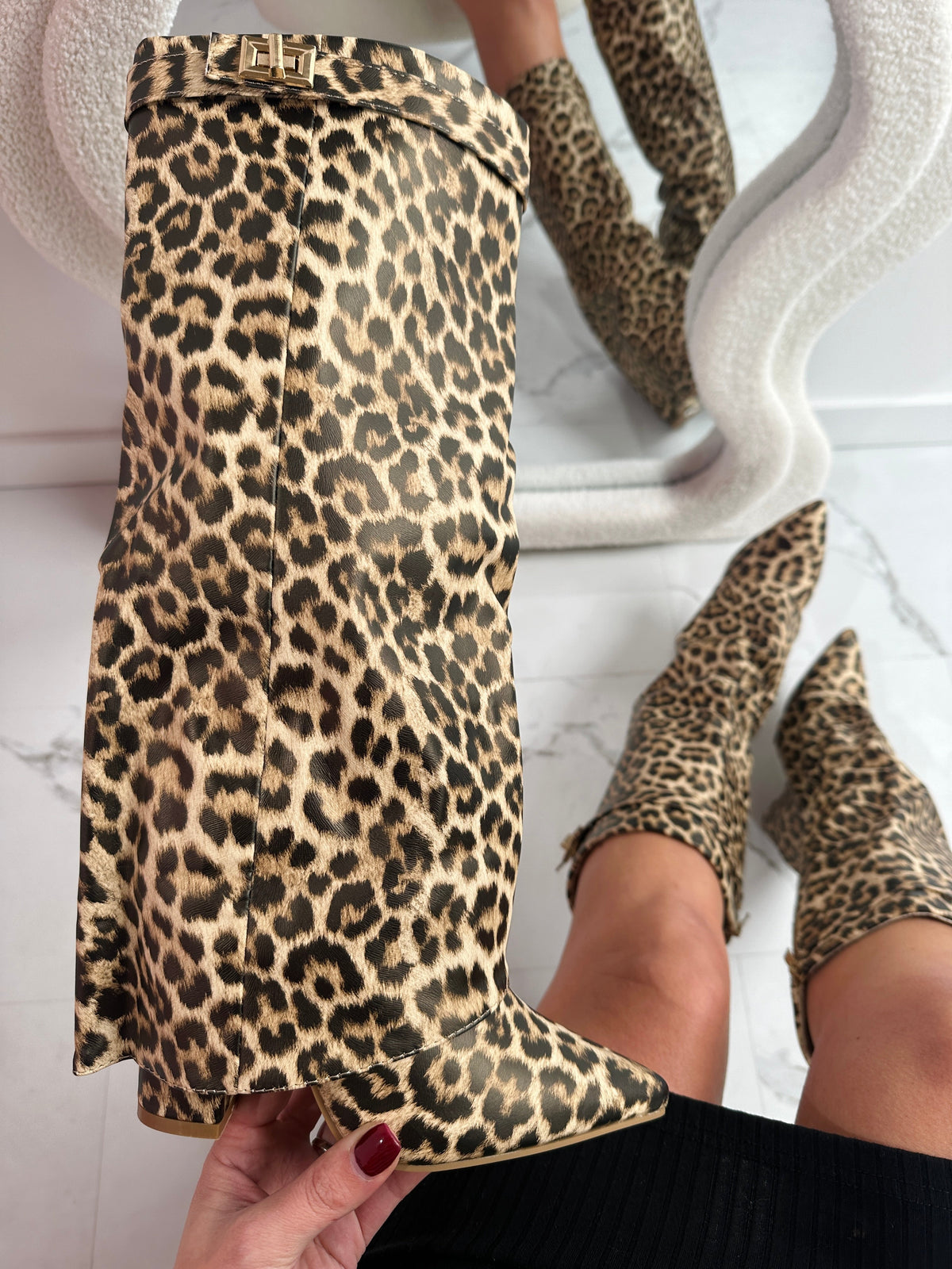 FELINA™ - Leopard Vegan Leather Boots