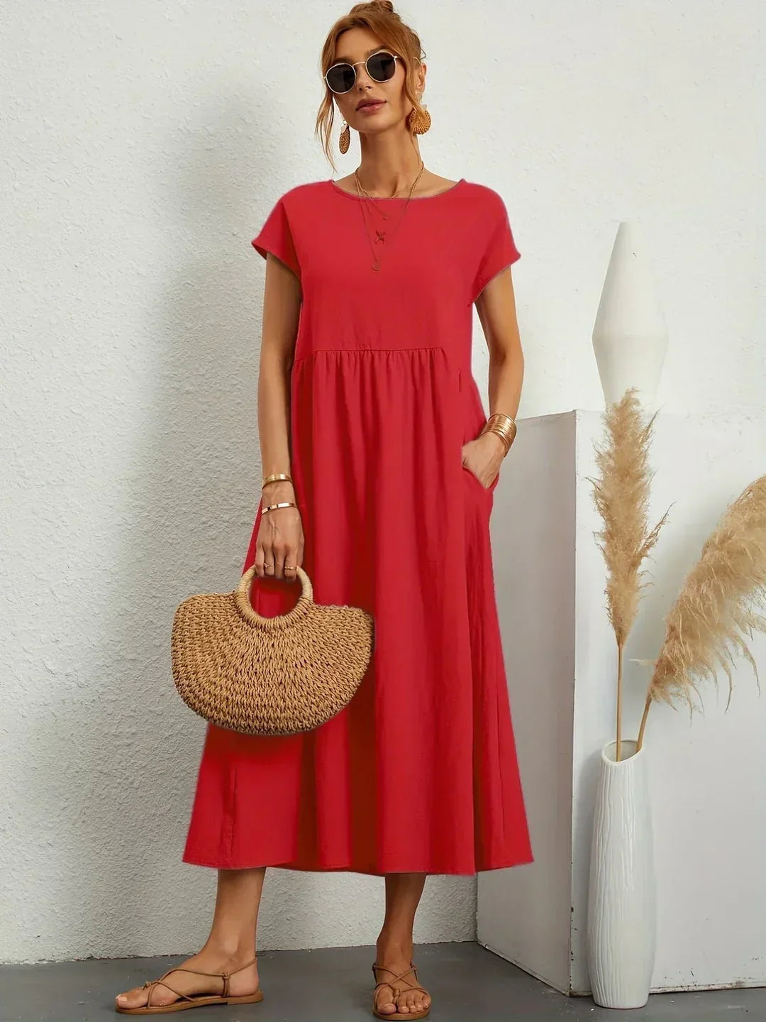 Gabrielle — Robe midi fluide élégance intemporelle