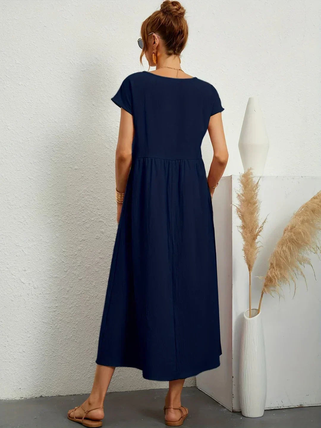 Gabrielle — Robe midi fluide élégance intemporelle