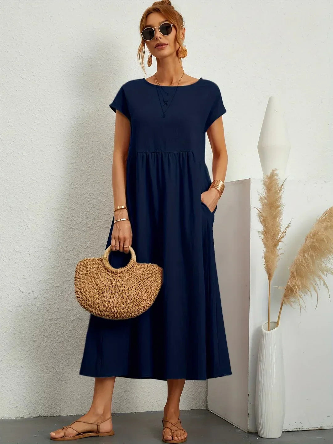 Gabrielle — Robe midi fluide élégance intemporelle