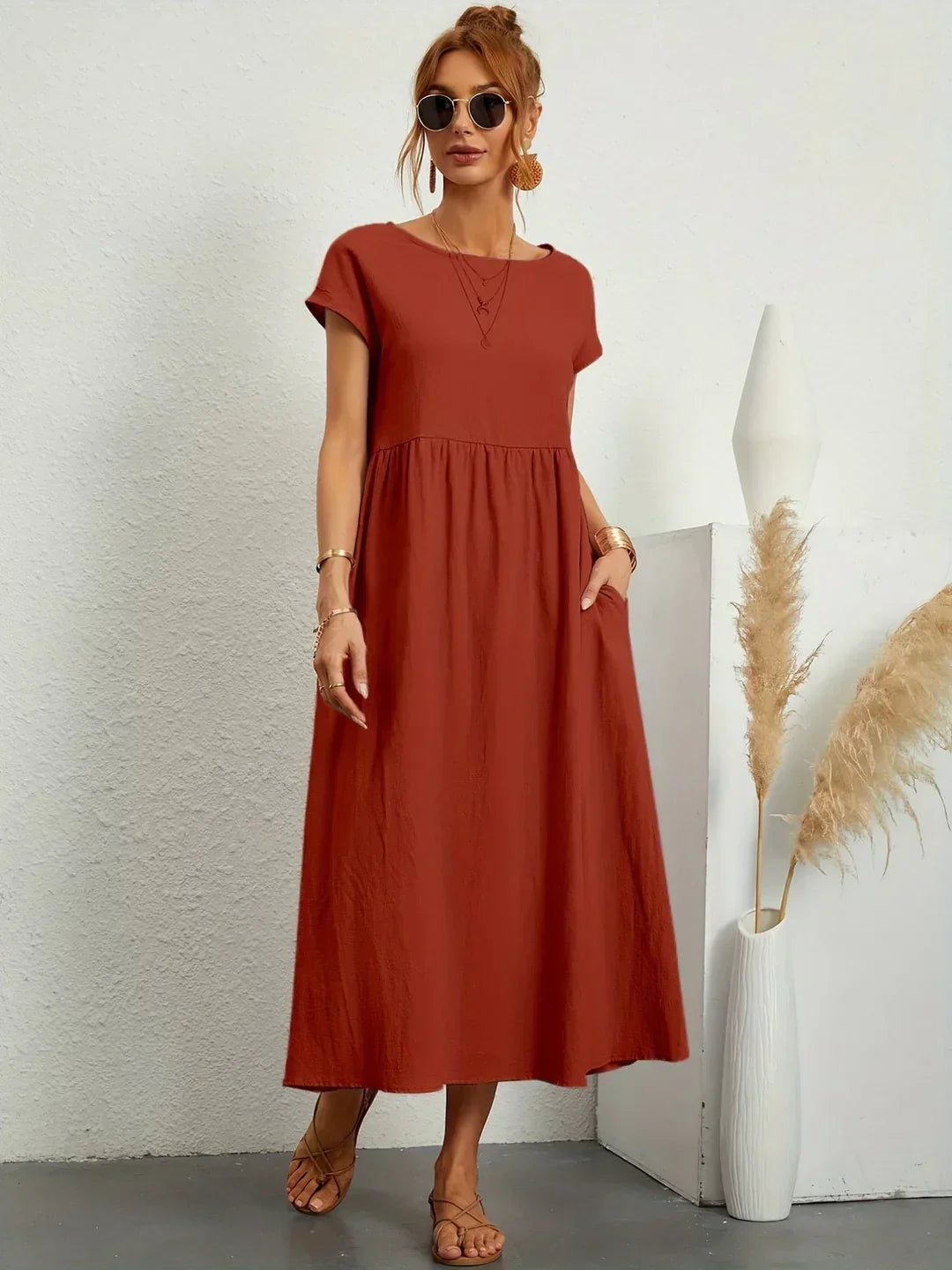 Gabrielle — Robe midi fluide élégance intemporelle