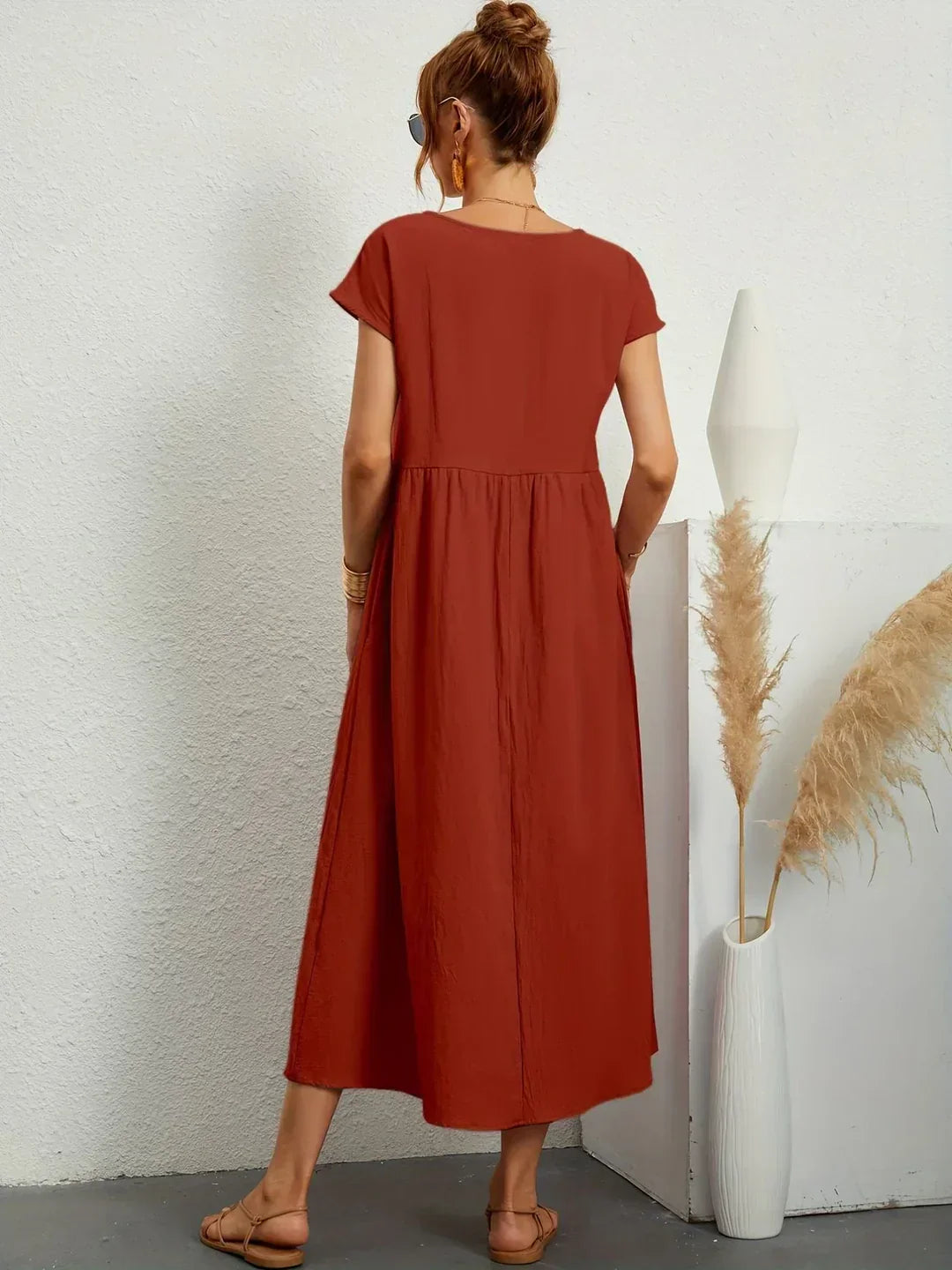 Gabrielle — Robe midi fluide élégance intemporelle