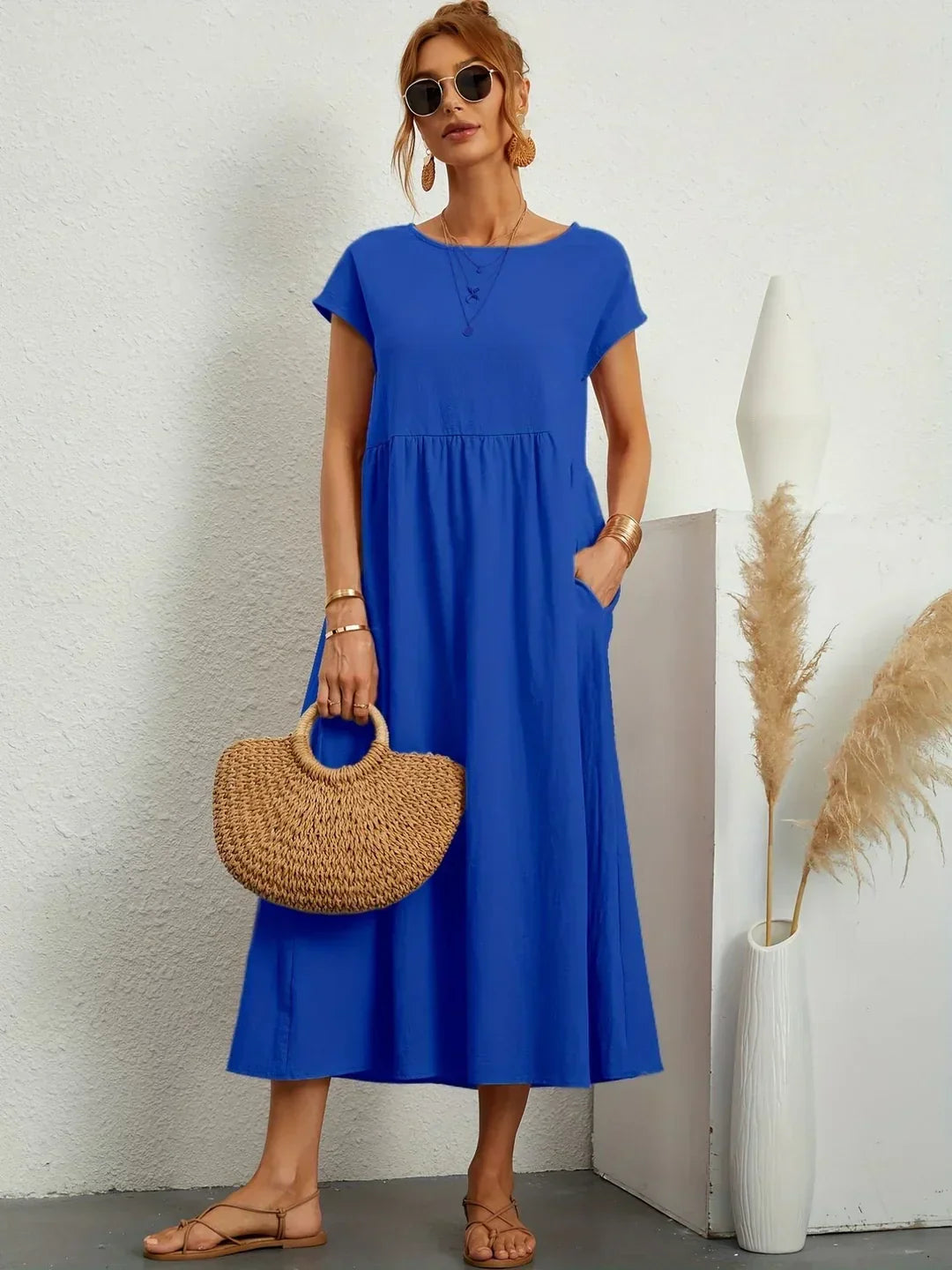 Gabrielle — Robe midi fluide élégance intemporelle