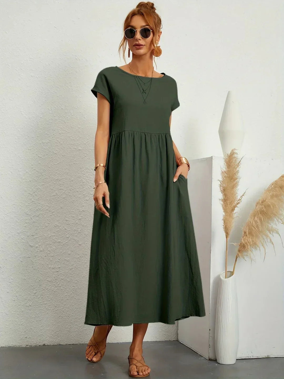 Gabrielle — Robe midi fluide élégance intemporelle