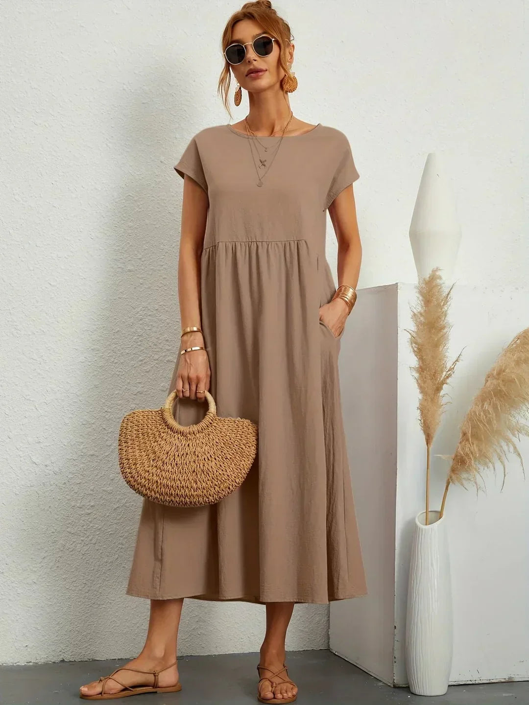 Gabrielle — Robe midi fluide élégance intemporelle