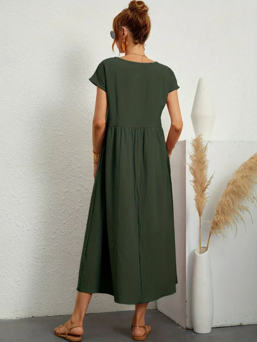 Gabrielle — Robe midi fluide élégance intemporelle