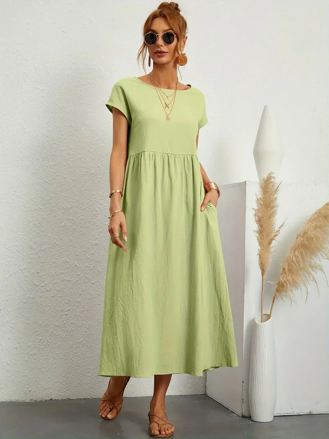 Gabrielle — Robe midi fluide élégance intemporelle