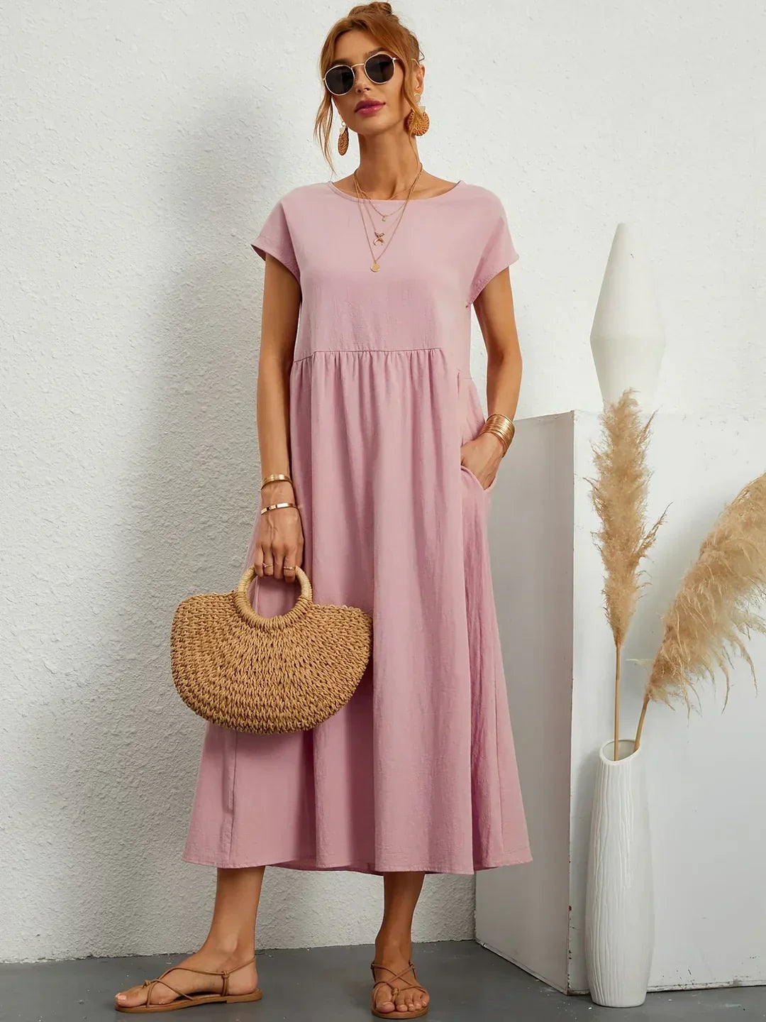 Gabrielle — Robe midi fluide élégance intemporelle