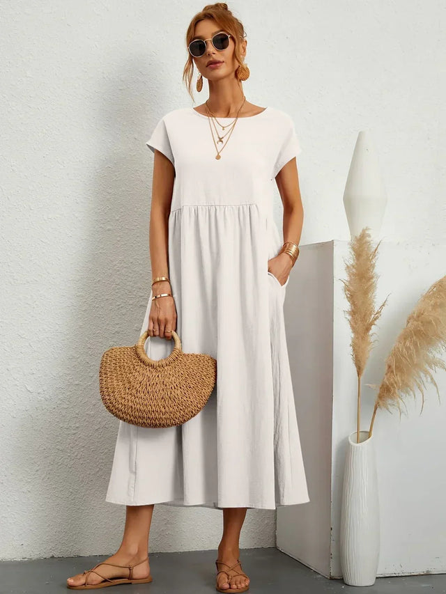 Gabrielle — Robe midi fluide élégance intemporelle