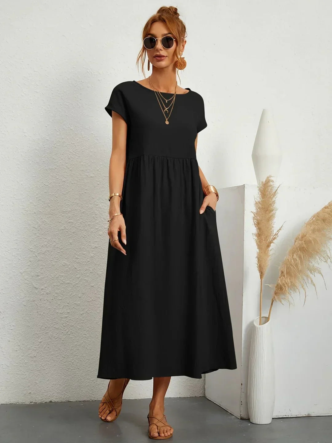 Gabrielle — Robe midi fluide élégance intemporelle