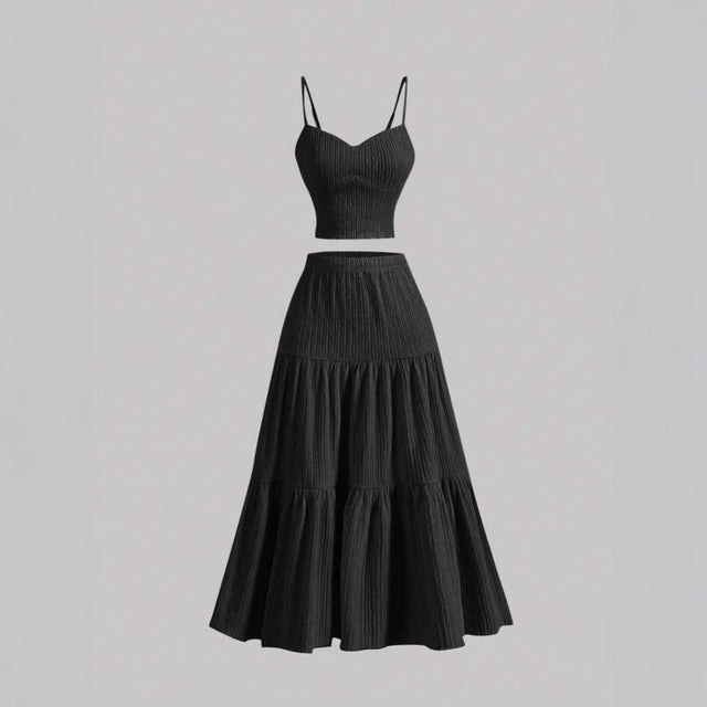 DALI™ - Comfy Sleeveless Crop Top and A-Line Skirt Set