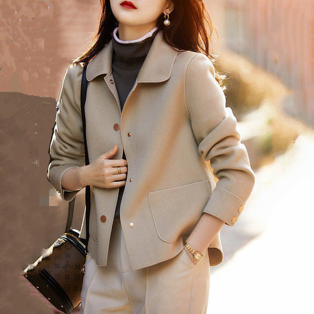 OVIDIA™ - Classy Button Front Long Sleeve Collared Blazer