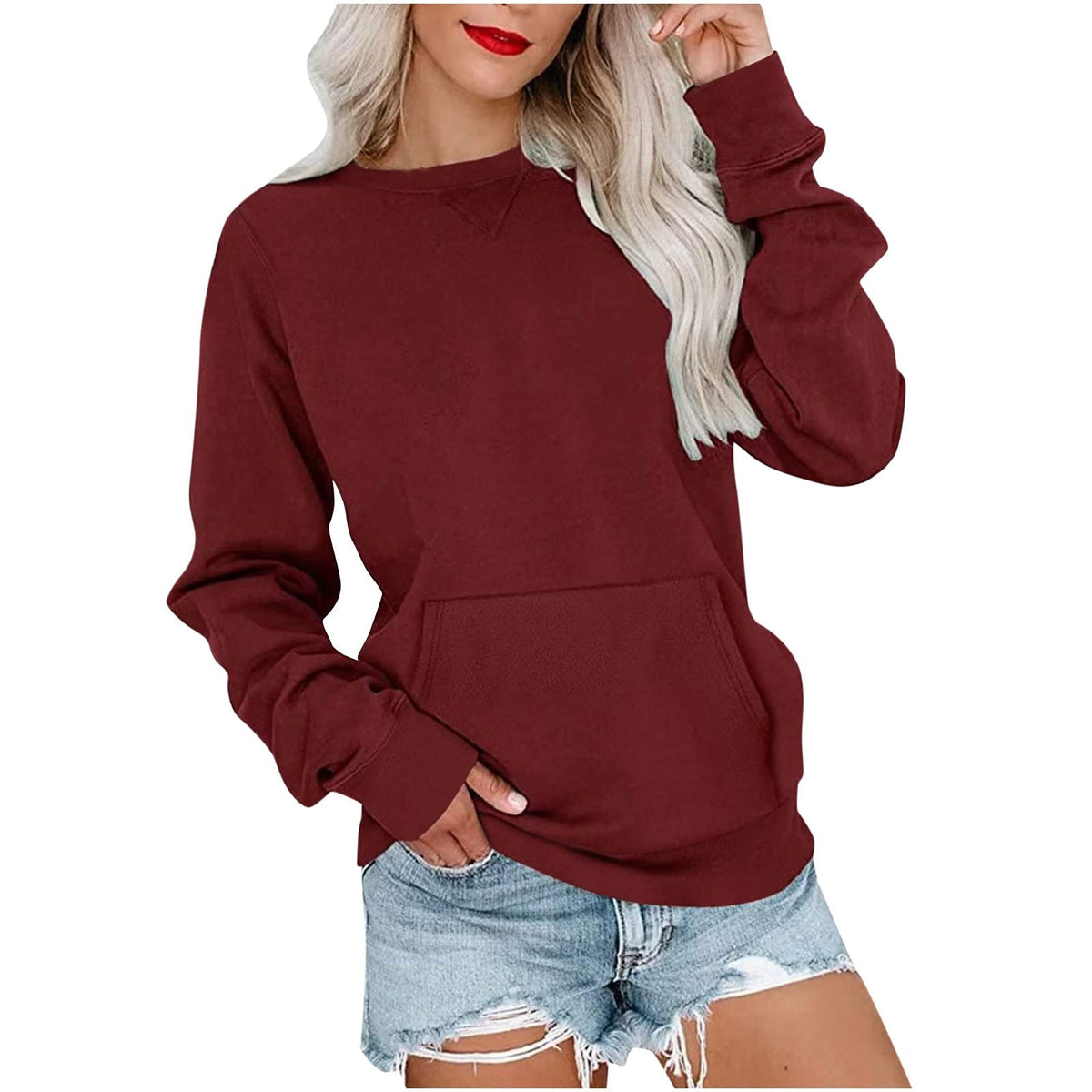 ERMA™ - Women's Lightweight Crewneck Hoodless Sweatshirt