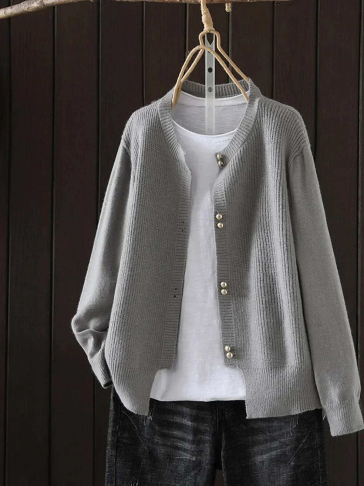 Elara - Pearl Button Cardigan
