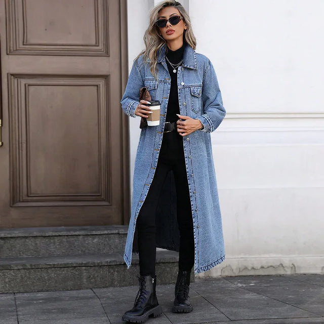 Veste longue en jean élégante