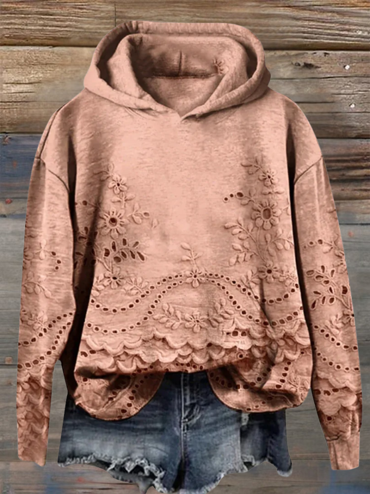 Sylvie | Sweat à capuche avec broderie florale
