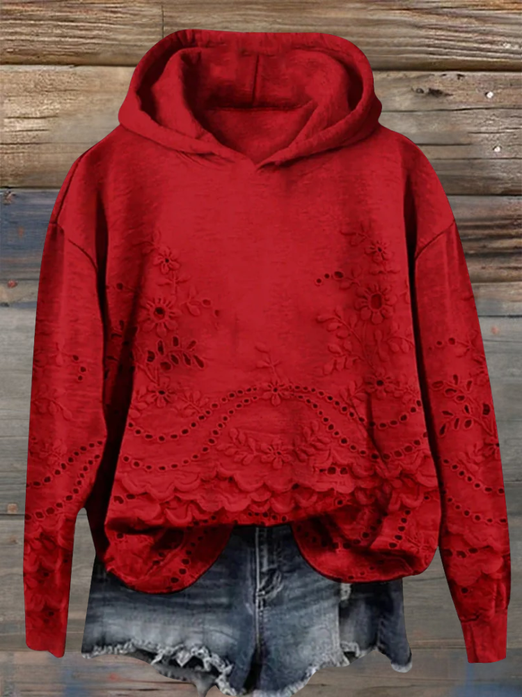 Sylvie | Sweat à capuche avec broderie florale