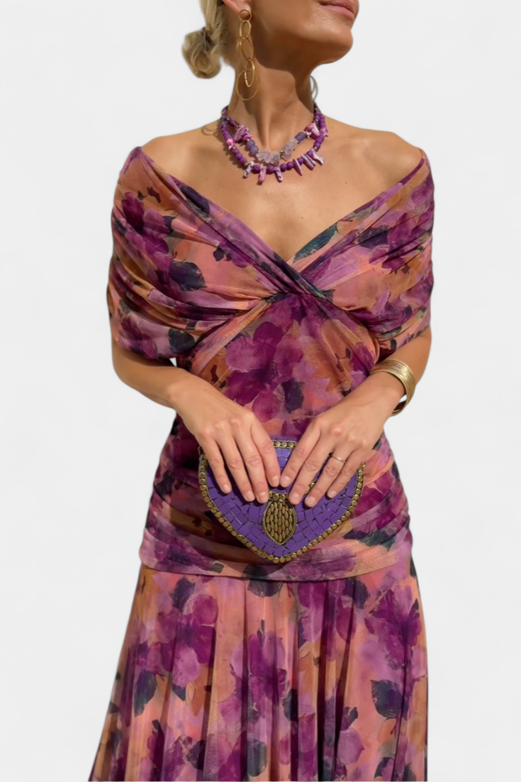 Freya - Flowing Floral V Neck Dress