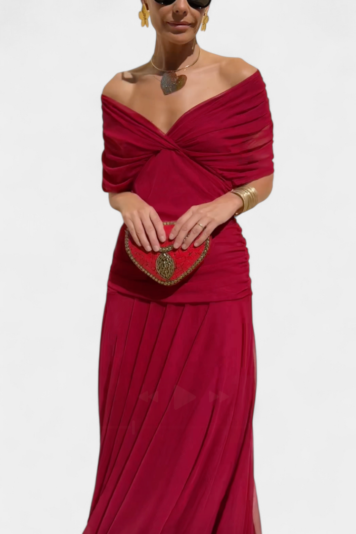 Flora™ - Long Floral V Neck Dress