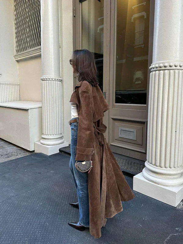 Olivia - Classic Suede Trench Coat