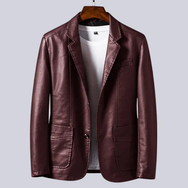 Veste en cuir léger pour homme avec doublure en coton