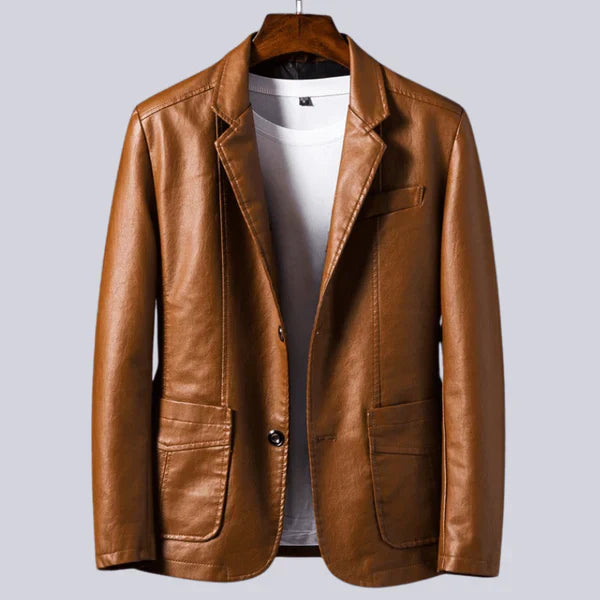 Veste en simili cuir léger pour homme avec doublure en coton