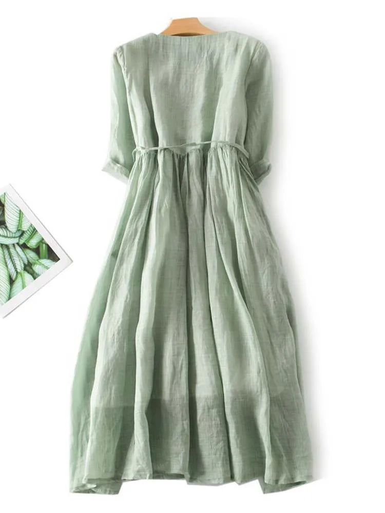 Laureen | Stylish Linen-Look Dress