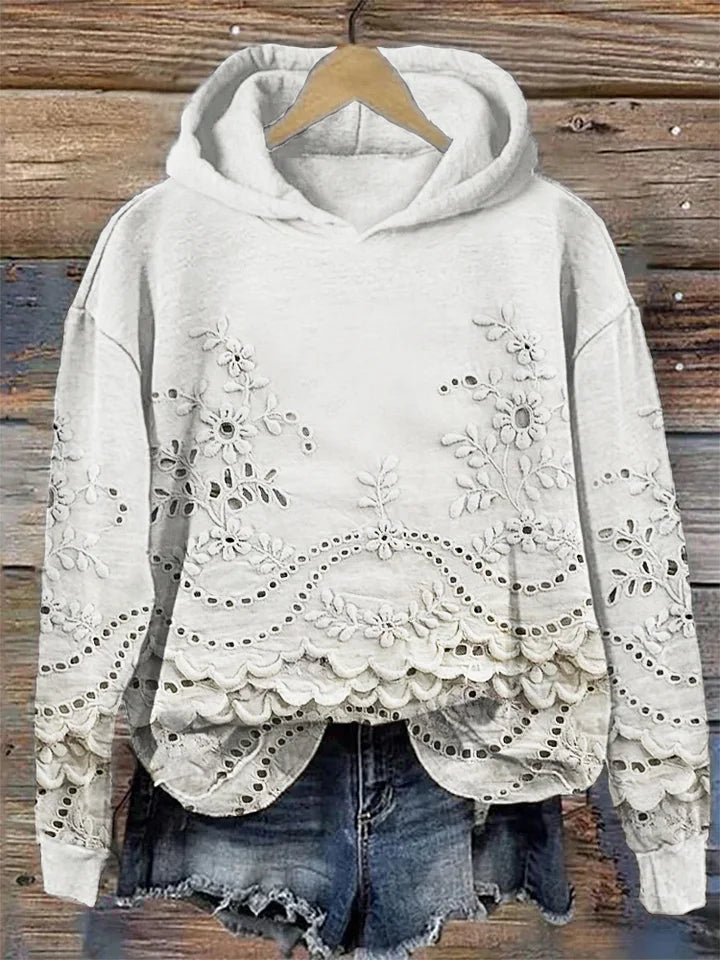 Sylvie | Sweat à capuche avec broderie florale