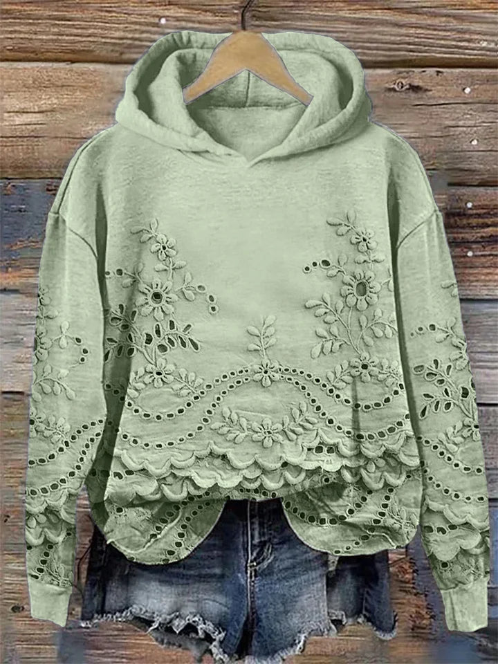 Sylvie | Sweat à capuche avec broderie florale