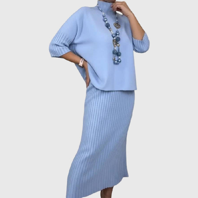 Debora | Knit set with ribbed midi skirt