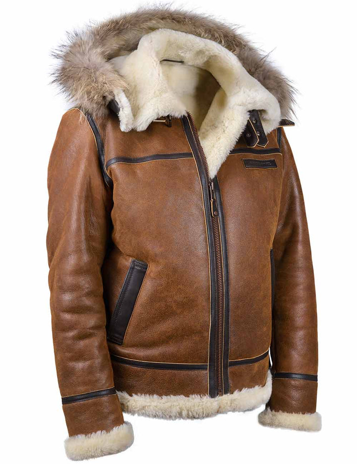 Aron™ | Veste Bomber avec Capuche en Fourrure