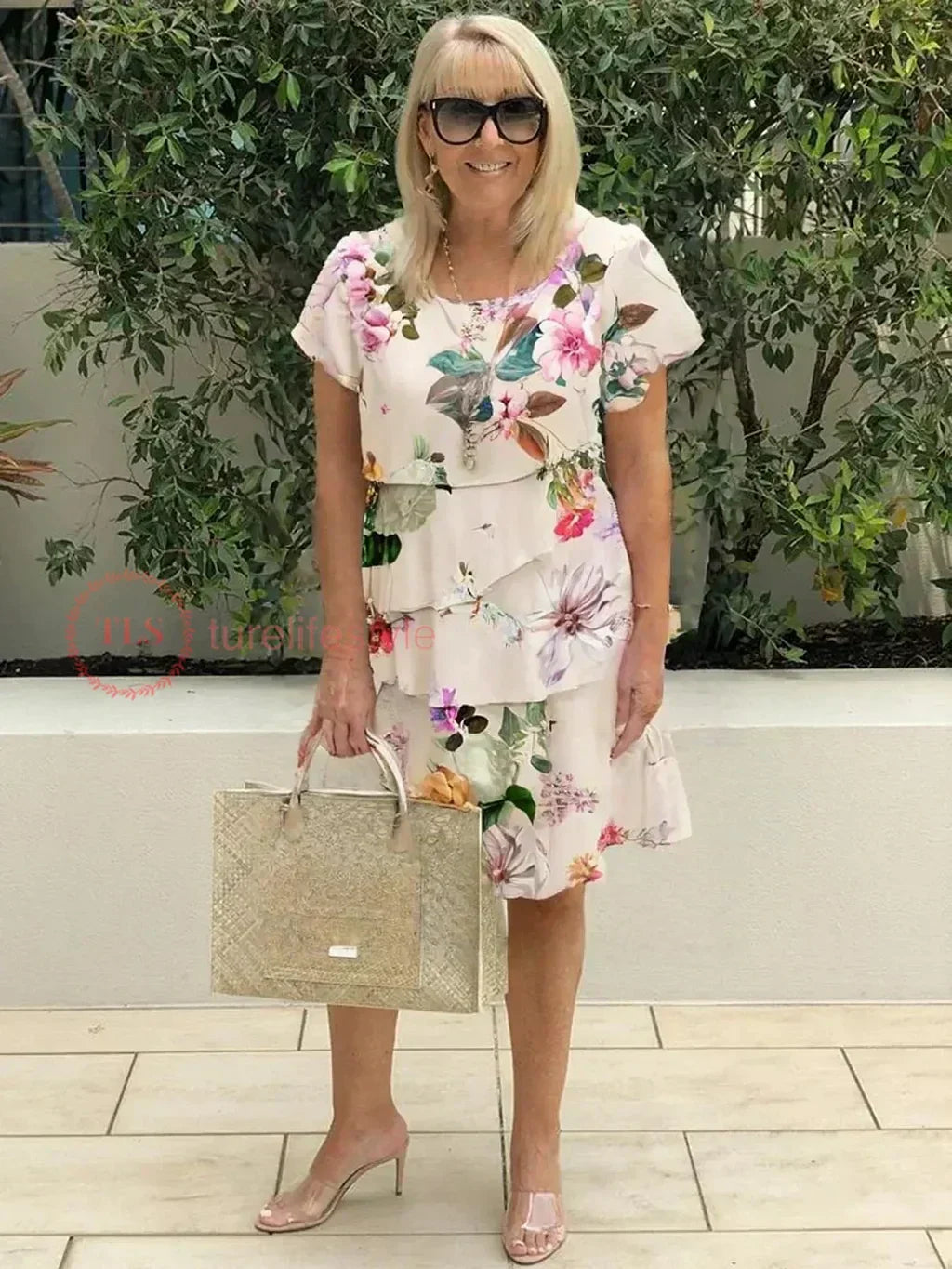 Bella - Pleated Ruffled Floral Dress