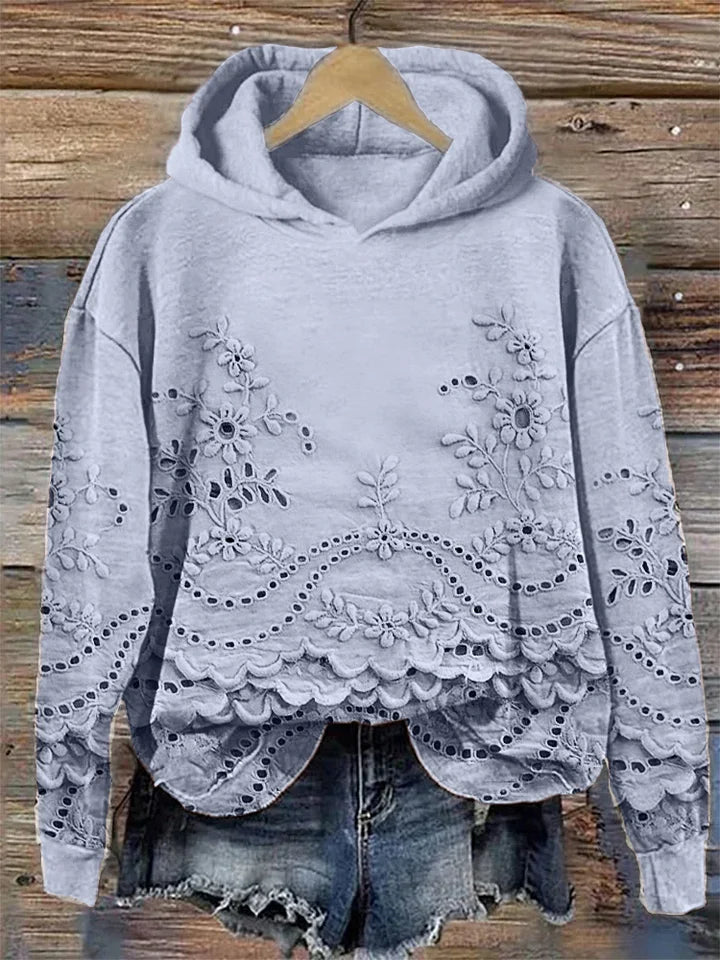 Sylvie | Sweat à capuche avec broderie florale