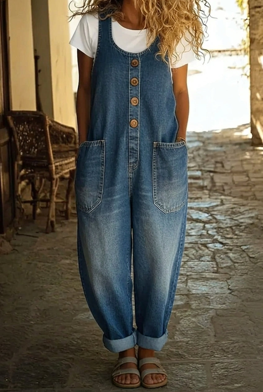Saylor - Vintage Washed Cotton Denim Overalls