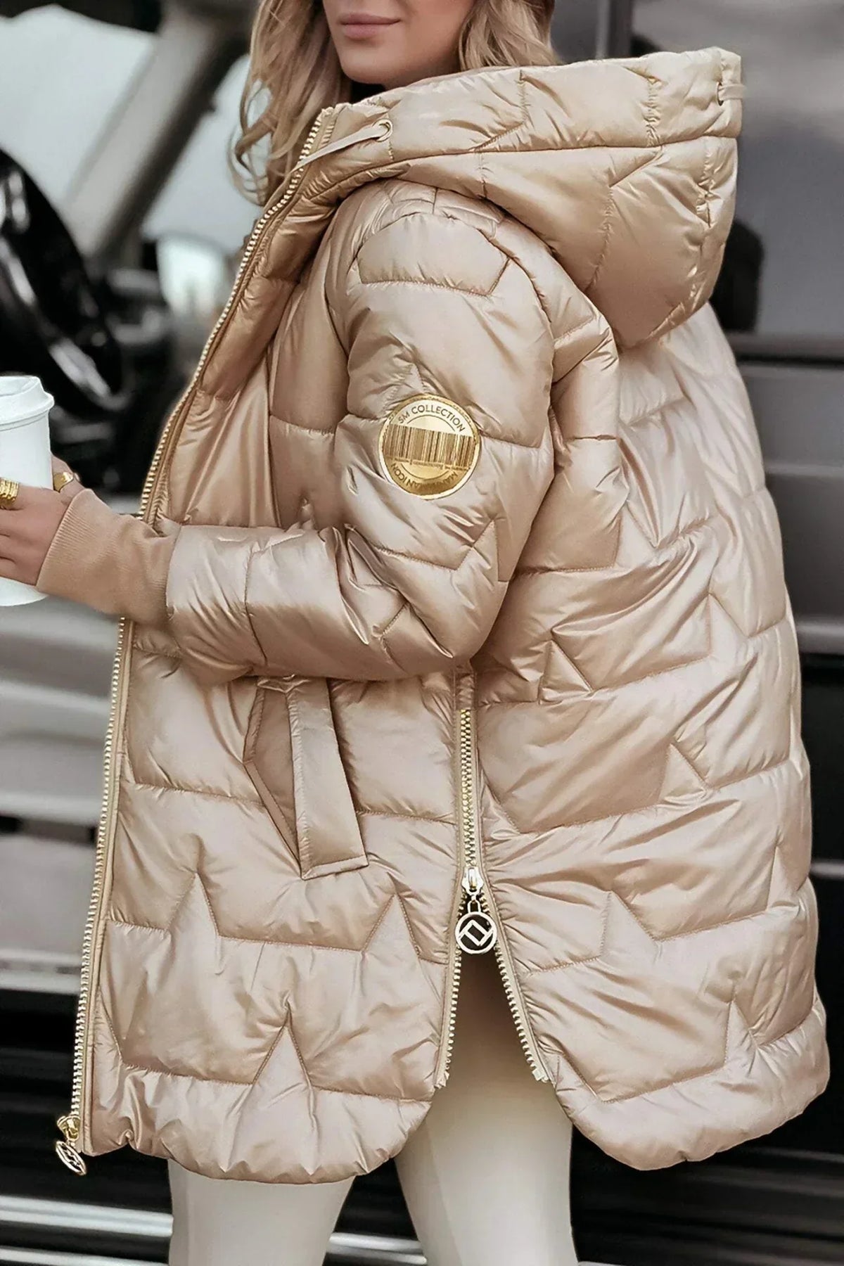 Zéphirine | Veste matelassée longue et chaude avec capuche enveloppante