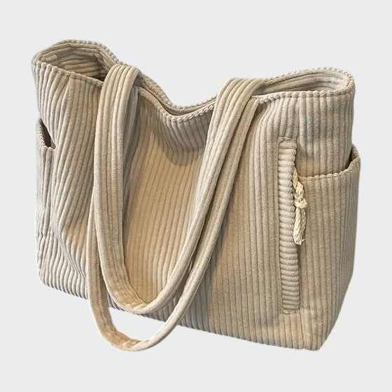 Tilda – Ribbed Tote Bag with Cord Detail