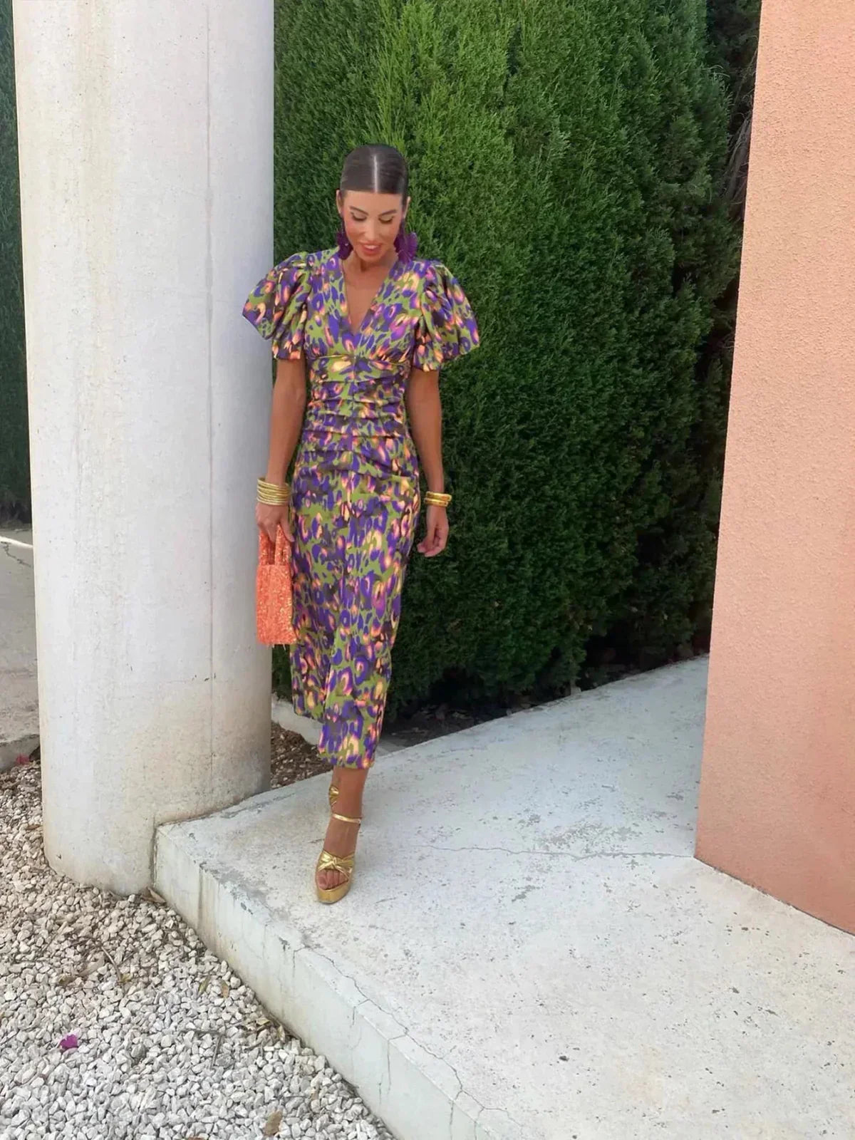 Eliza | Women’s Puff Sleeve Printed Dress