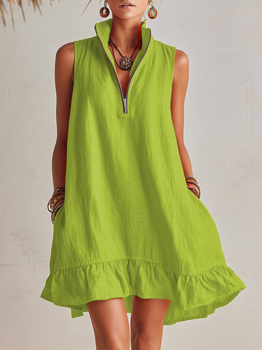 Linen-Look Mini Dress