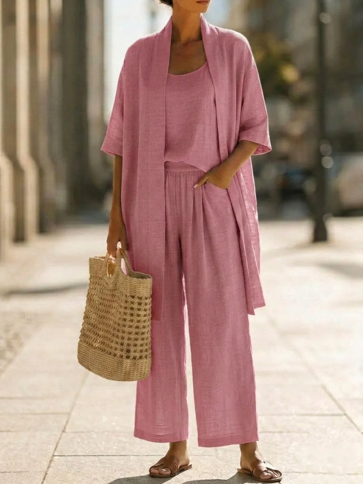 Minimalist, lightweight, breathable and elegant 3-piece set