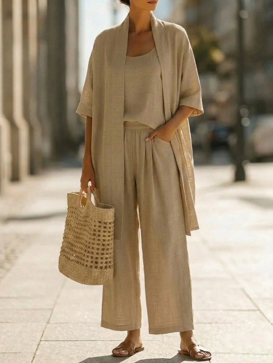 Minimalist, lightweight, breathable and elegant 3-piece set