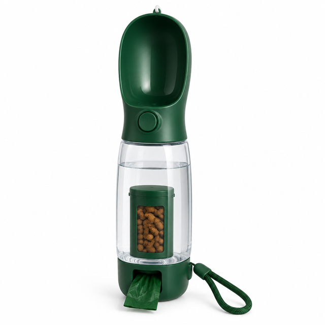 The Day Out Bottle 3-in-1 dog travel bottle in forest green