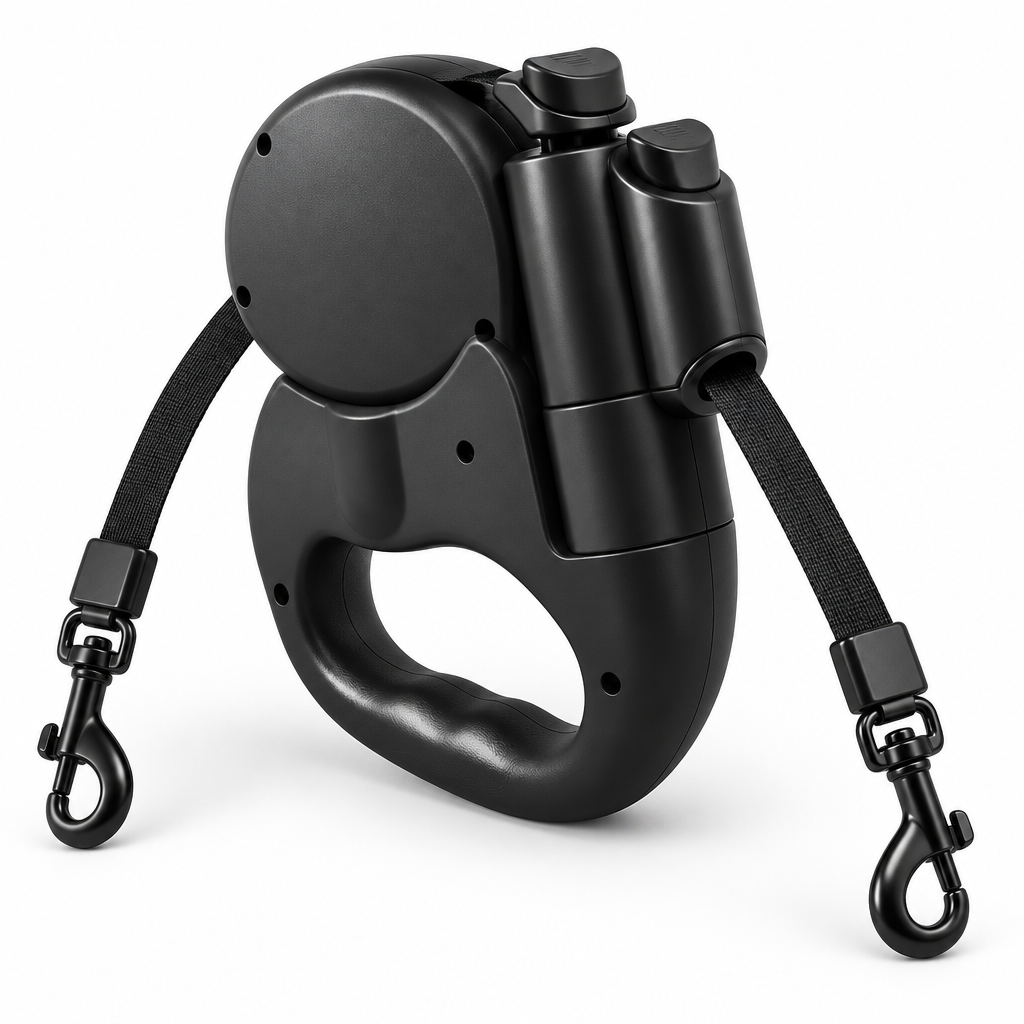 The Duo Lead dual retractable dog lead in charcoal