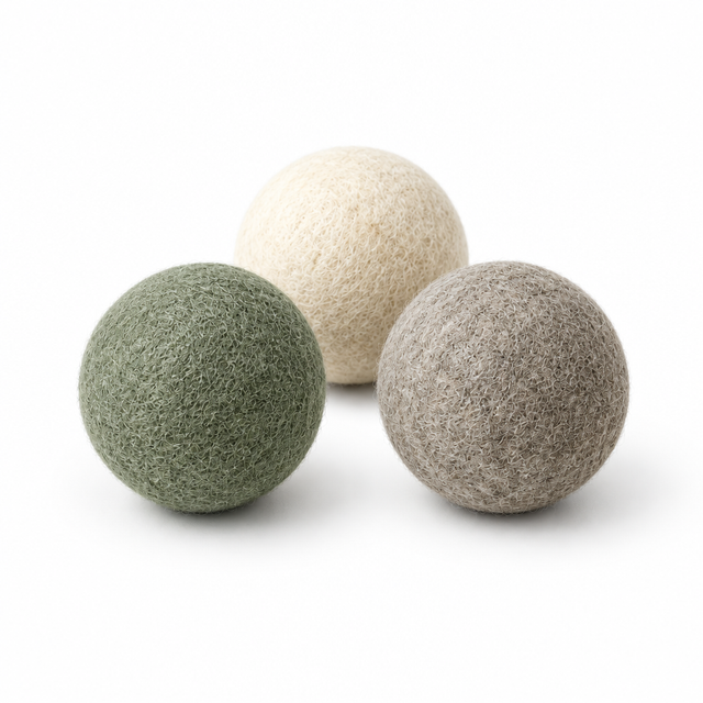 The Felt Fetch Trio in sage, cream and stone