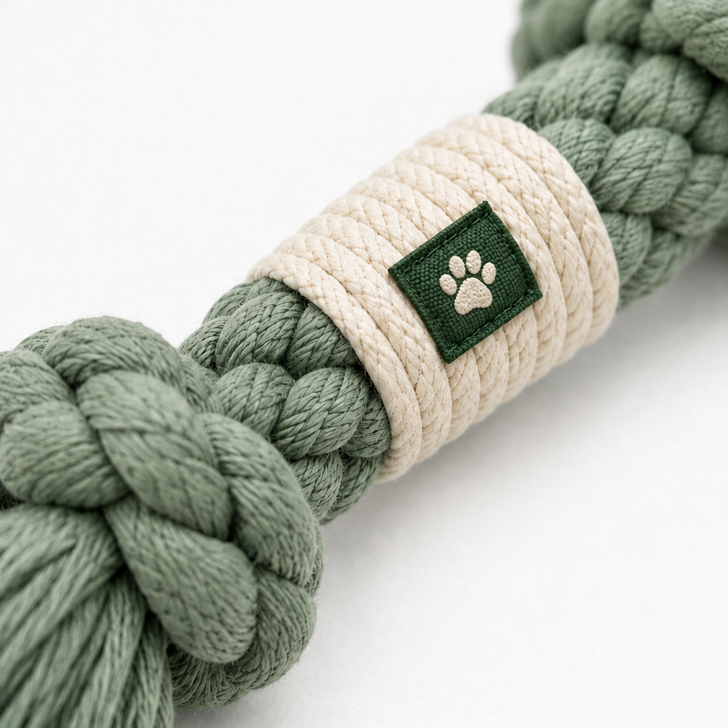 Close-up of the braid, knot and woven Pawori paw label