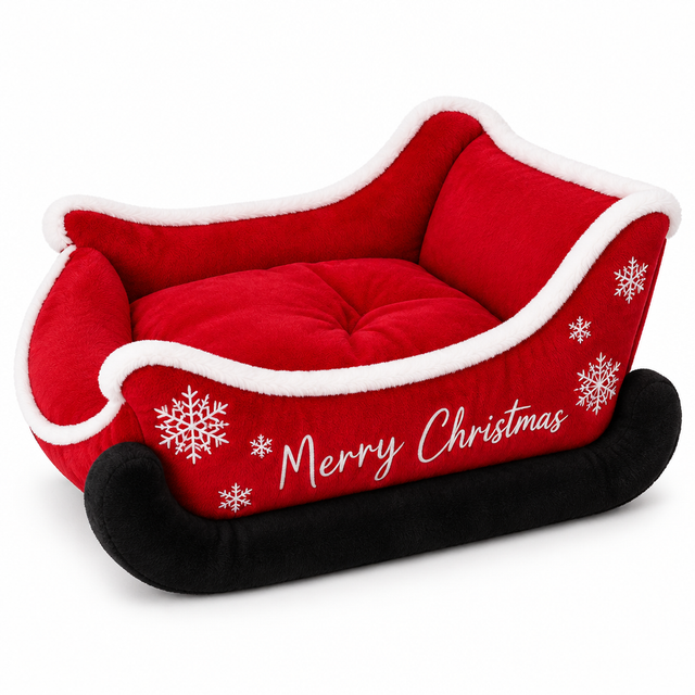 The Sleigh Bed red Christmas dog bed