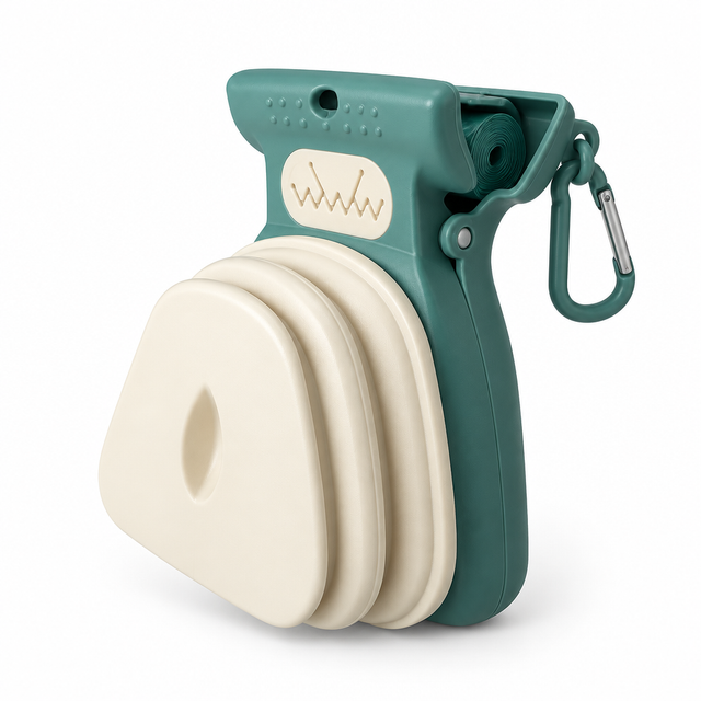 The Tidy Walk Scooper in teal and cream